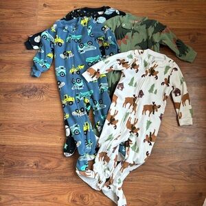 4 warm fleece zip up footie pajamas Just One You brand